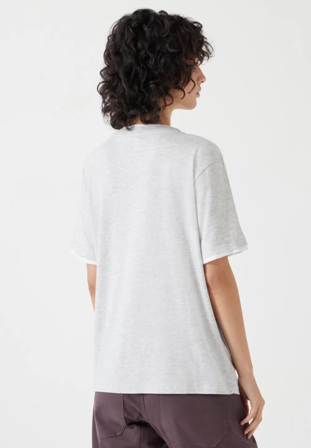 hush Tops & T-Shirts|Contrast Layer T-Shirt Grey Marl