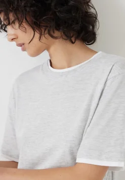 hush Tops & T-Shirts|Contrast Layer T-Shirt Grey Marl