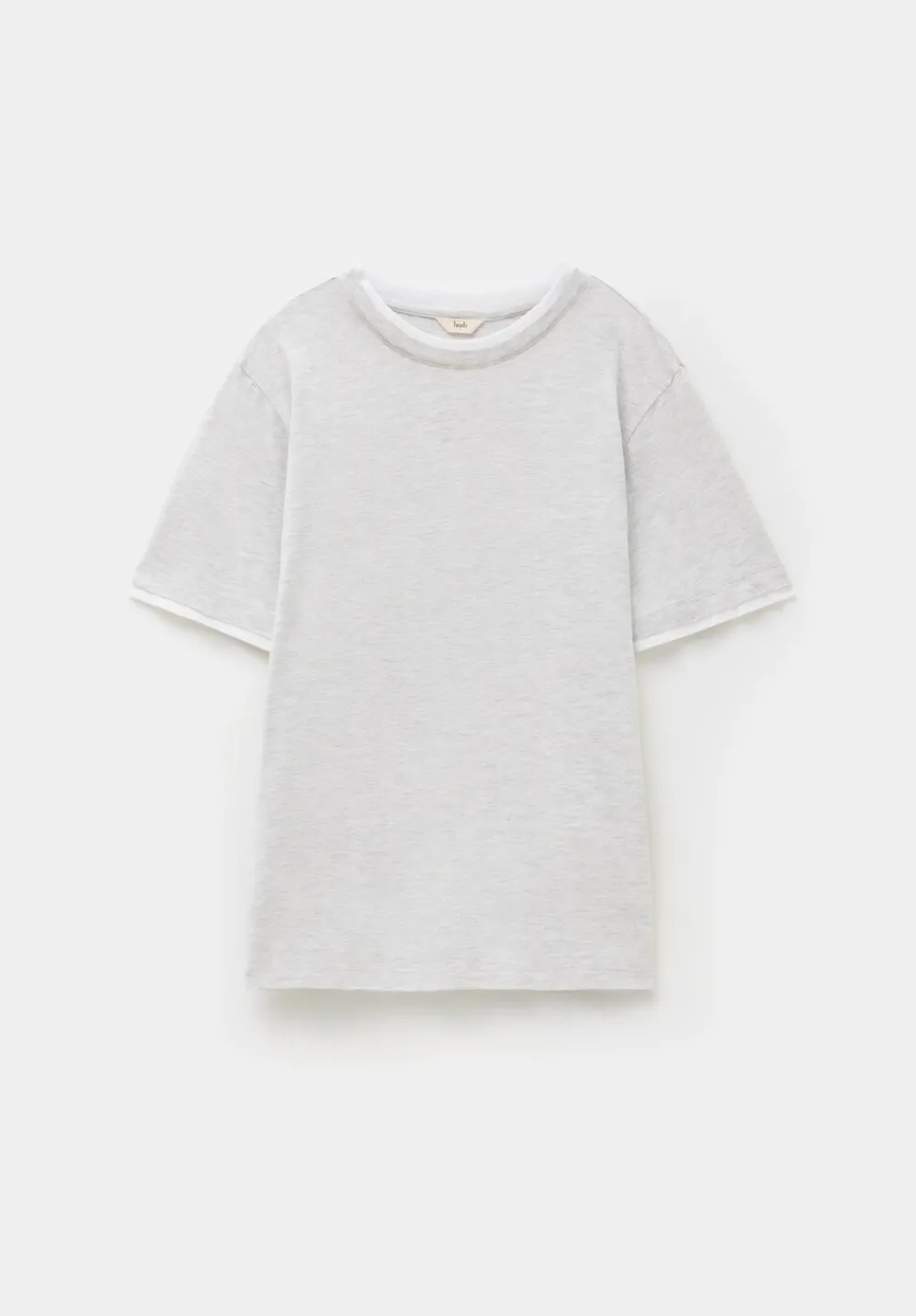 hush Tops & T-Shirts|Contrast Layer T-Shirt Grey Marl