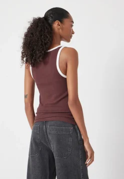 hush Tops & T-Shirts|Contrast Trim Vest Rum Raisin