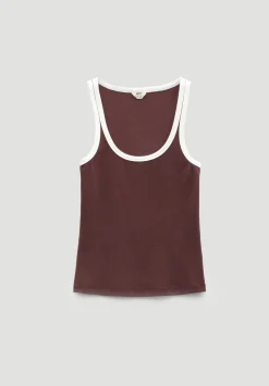 hush Tops & T-Shirts|Contrast Trim Vest Rum Raisin