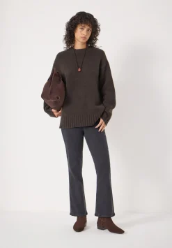 hush Jumpers & Cardigans|Cora Longline Chunky Cashmere Jumper Dark Brown