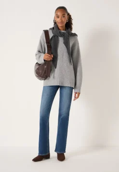 hush Jumpers & Cardigans|Cora Longline Chunky Cashmere Jumper Light Grey Marl