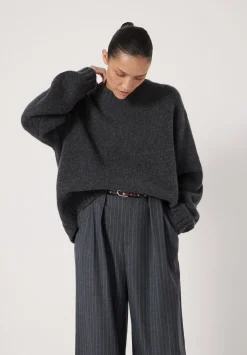 hush Jumpers & Cardigans|Cora Relaxed Chunky Cashmere Crew Jumper Charcoal Marl