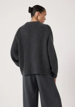 hush Jumpers & Cardigans|Cora Relaxed Chunky Cashmere Crew Jumper Charcoal Marl