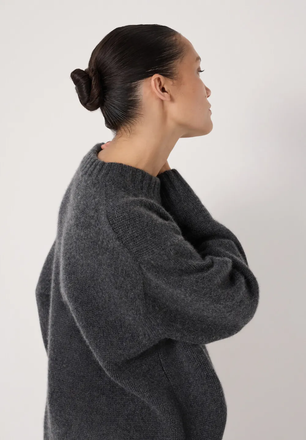 hush Jumpers & Cardigans|Cora Relaxed Chunky Cashmere Crew Jumper Charcoal Marl