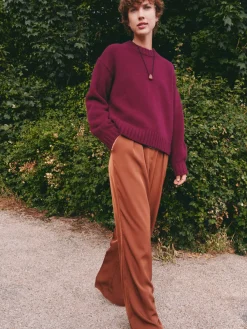 hush Jumpers & Cardigans|Cora Relaxed Chunky Cashmere Crew Jumper Burgundy Purple