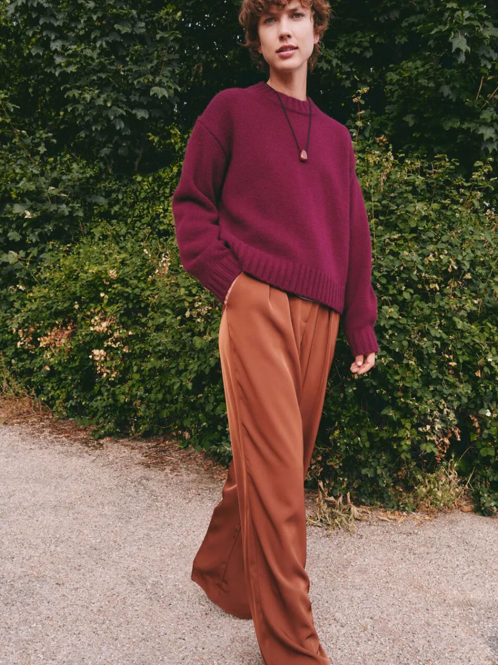 hush Jumpers & Cardigans|Cora Relaxed Chunky Cashmere Crew Jumper Burgundy Purple