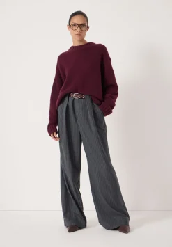 hush Jumpers & Cardigans|Cora Relaxed Chunky Cashmere Crew Jumper Burgundy Purple