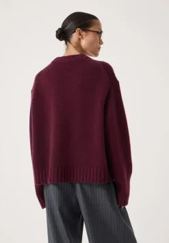 hush Jumpers & Cardigans|Cora Relaxed Chunky Cashmere Crew Jumper Burgundy Purple