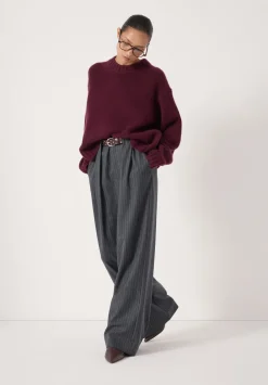hush Jumpers & Cardigans|Cora Relaxed Chunky Cashmere Crew Jumper Burgundy Purple