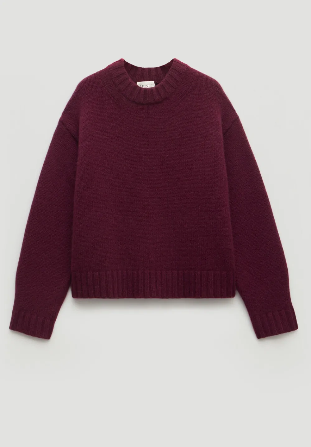 hush Jumpers & Cardigans|Cora Relaxed Chunky Cashmere Crew Jumper Burgundy Purple