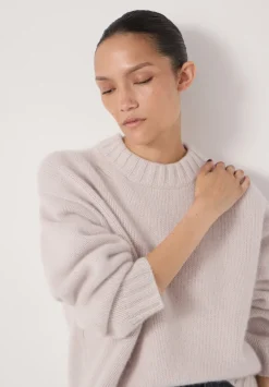 hush Jumpers & Cardigans|Cora Relaxed Chunky Cashmere Crew Jumper Milk White