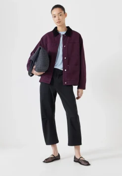 hush Jackets & Coats|Cord Collar Barn Jacket Wine Red