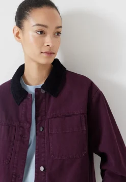 hush Jackets & Coats|Cord Collar Barn Jacket Wine Red