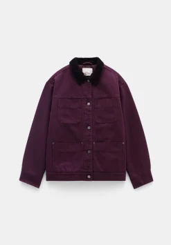 hush Jackets & Coats|Cord Collar Barn Jacket Wine Red