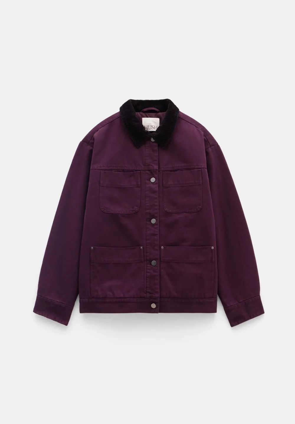hush Jackets & Coats|Cord Collar Barn Jacket Wine Red