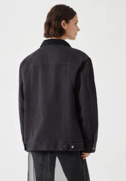 hush Jackets & Coats|Cord Collar Barn Jacket Washed Black