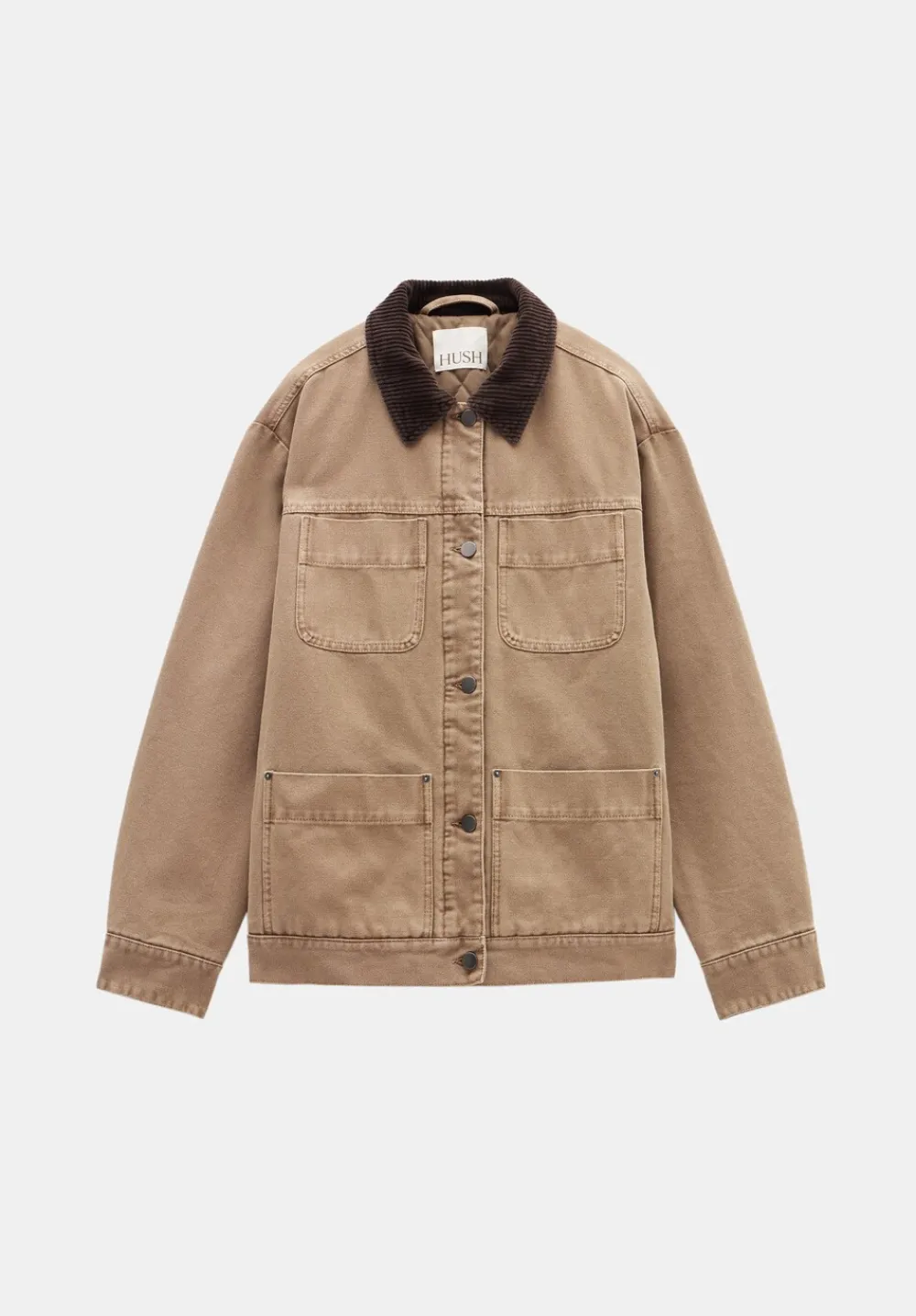 hush Jackets & Coats|Cord Collar Barn Jacket Stone Brown