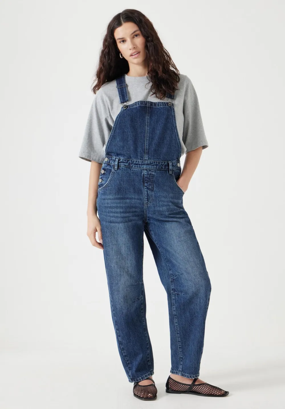 hush Jumpsuits|Dresses|Cordelia Barrel Leg Dungarees Mid Authentic Blue