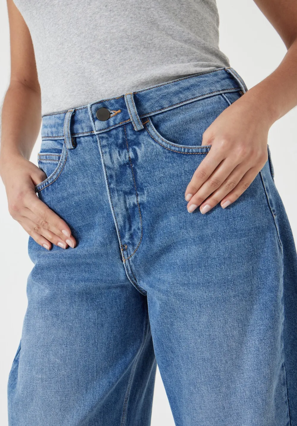 hush Jeans|Trousers|Cordelia Barrel Leg Jeans Mid Blue