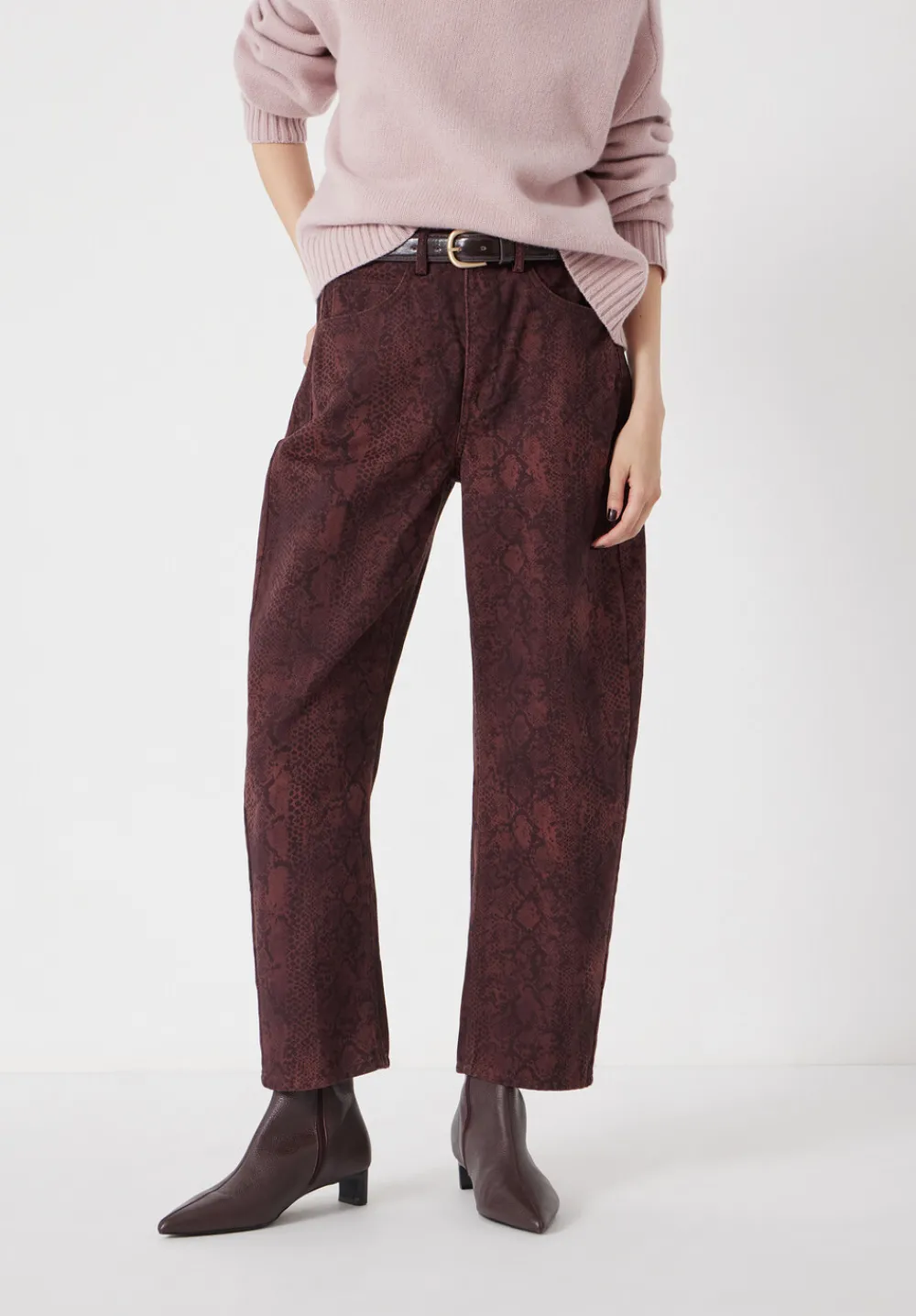hush Jeans|Trousers|Cordelia Barrel Leg Snake Print Jeans Snake Print Brown