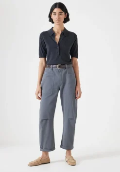 hush Trousers|Cordi Barrel Leg Cotton Trousers Steel Blue