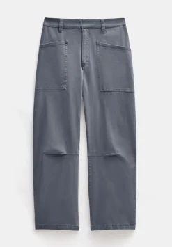 hush Trousers|Cordi Barrel Leg Cotton Trousers Steel Blue