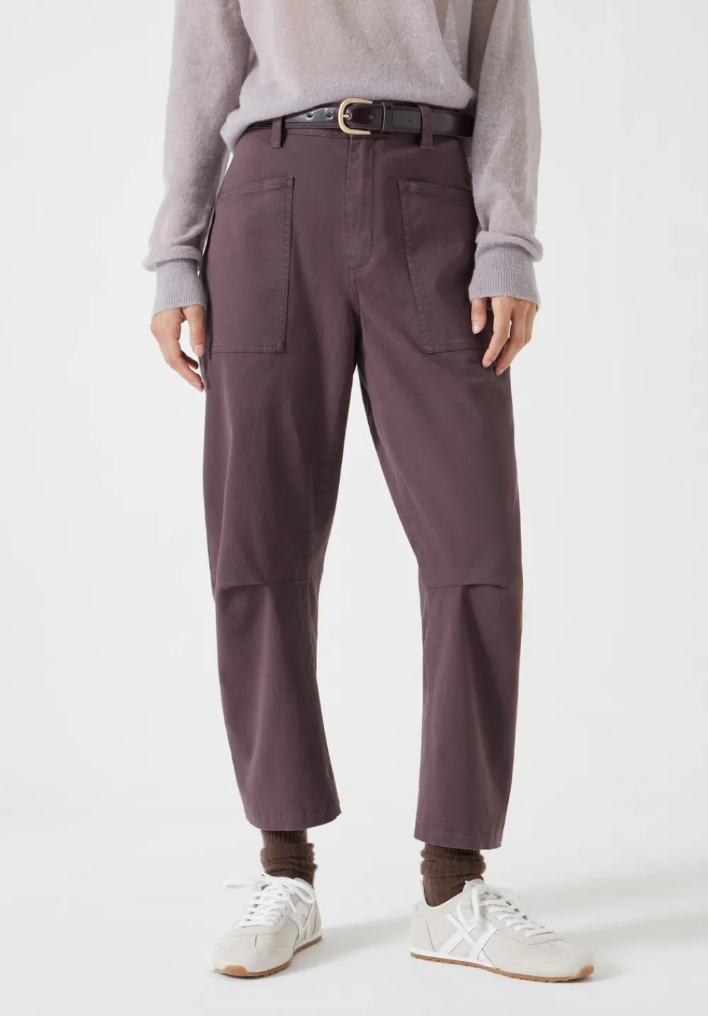 hush Trousers|Cordi Barrel Leg Cotton Trousers Raisin Brown
