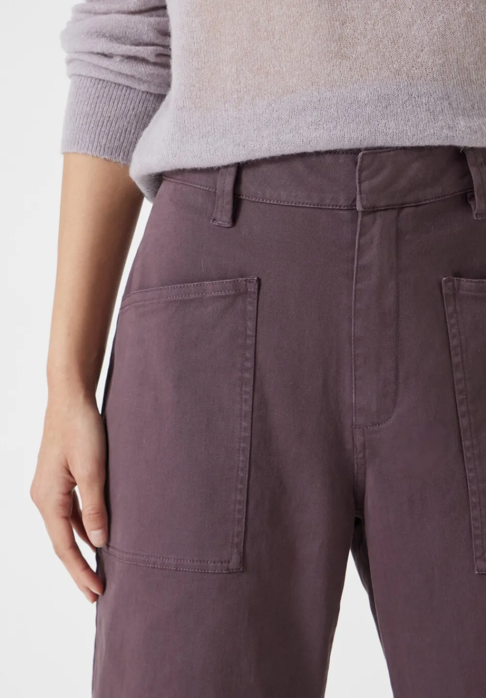hush Trousers|Cordi Barrel Leg Cotton Trousers Raisin Brown