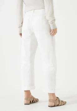hush Trousers|Cordi Barrel Leg Cotton Trousers Ecru
