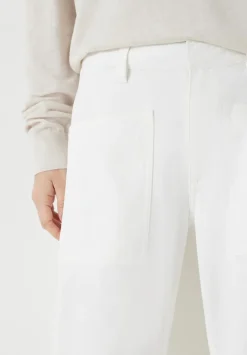 hush Trousers|Cordi Barrel Leg Cotton Trousers Ecru