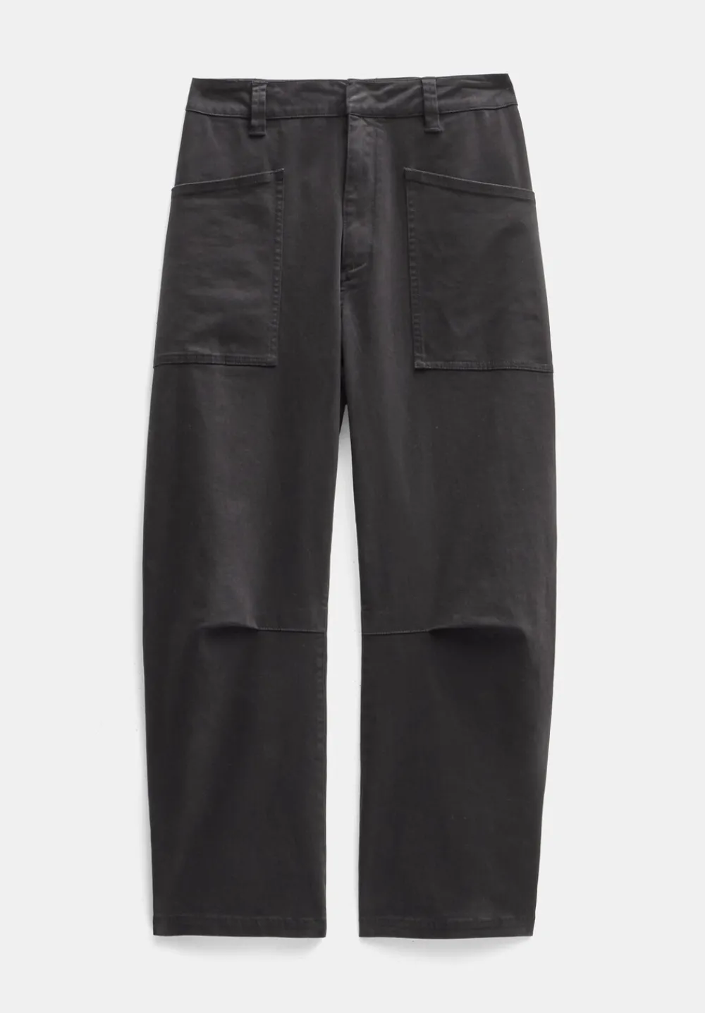hush Trousers|Cordi Barrel Leg Cotton Trousers Dark Charcoal Grey