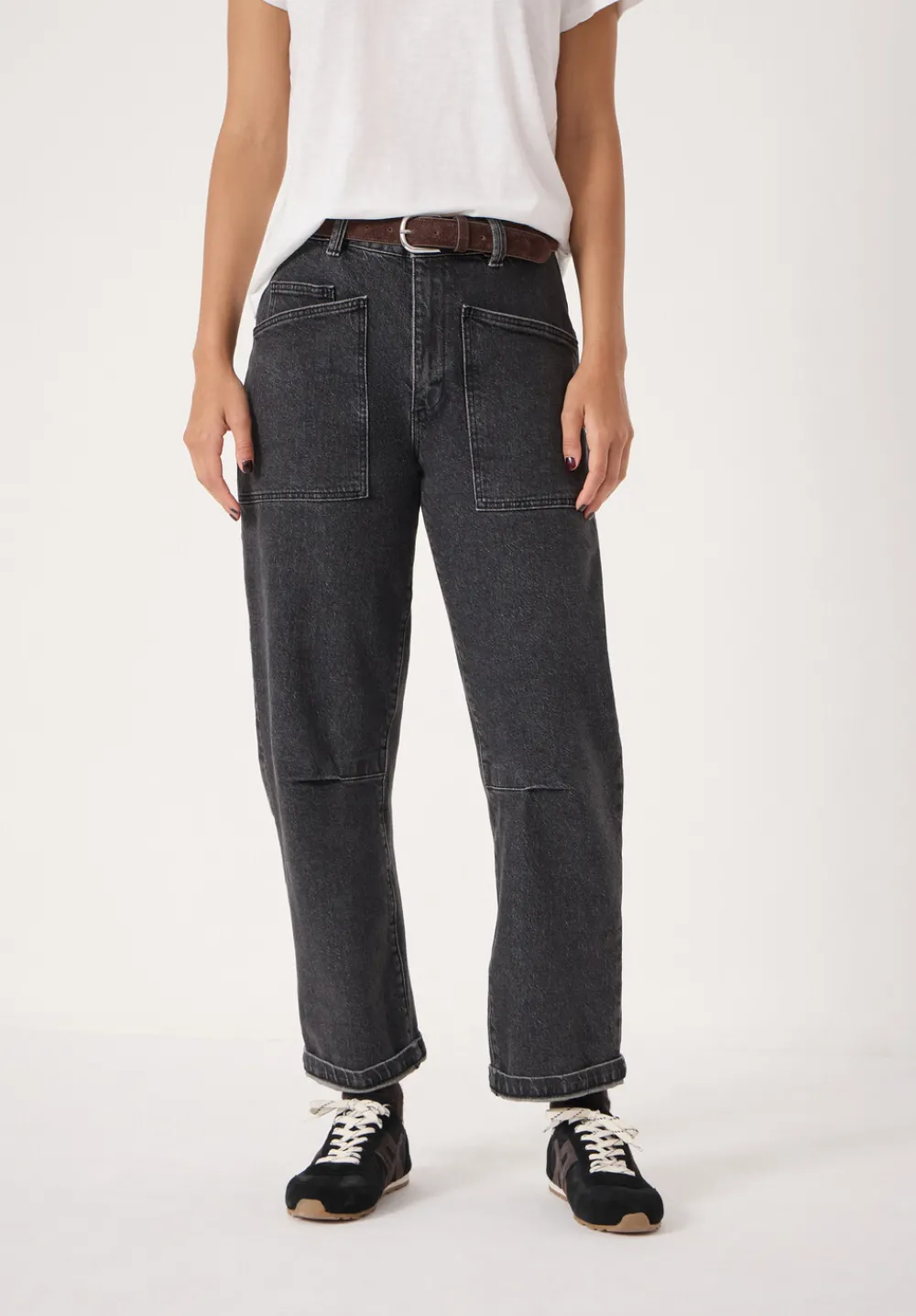 hush Jeans|Trousers|Cordi Barrel Leg Jeans Washed Black
