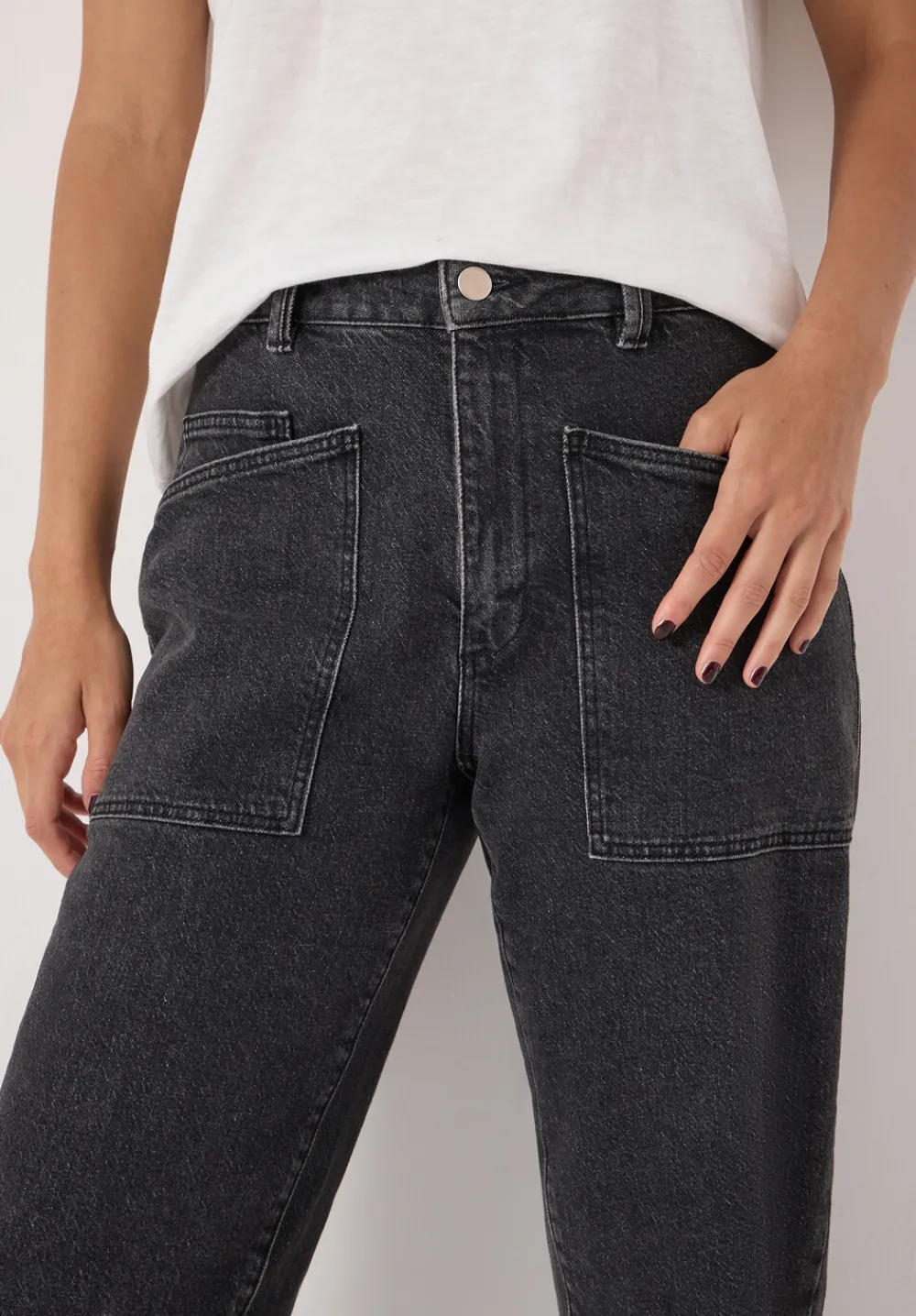 hush Jeans|Trousers|Cordi Barrel Leg Jeans Washed Black