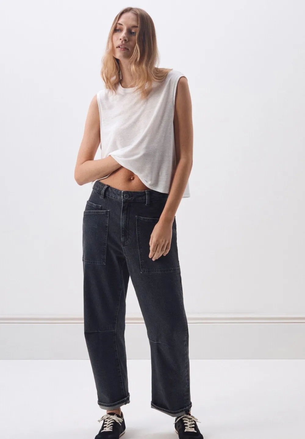 hush Jeans|Trousers|Cordi Barrel Leg Jeans Washed Black