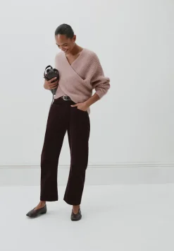 hush Trousers|Corduroy Cordi Barrel Leg Trousers Burgundy Purple