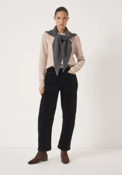 hush Trousers|Corduroy Cordi Barrel Leg Trousers Black