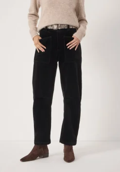 hush Trousers|Corduroy Cordi Barrel Leg Trousers Black