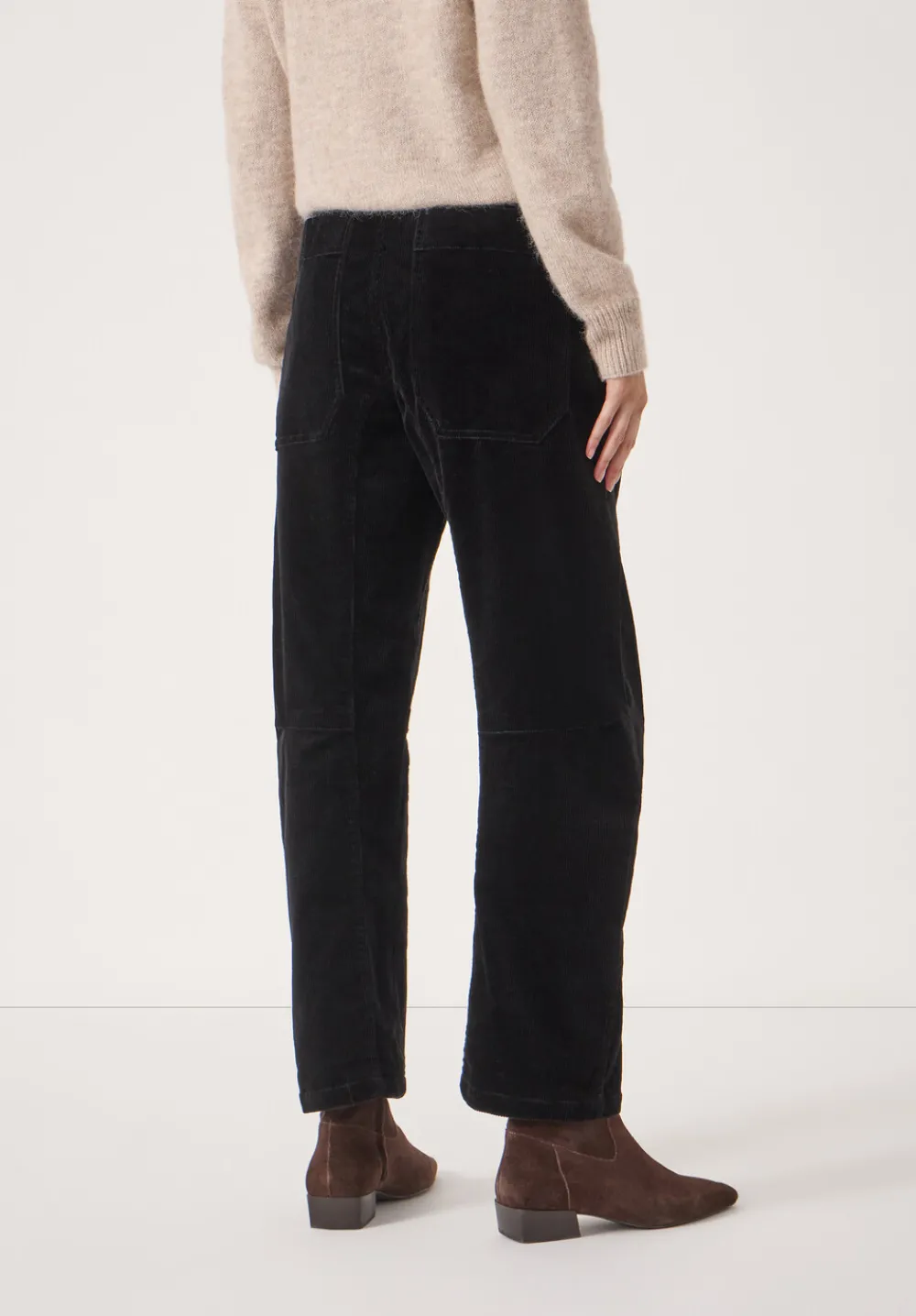 hush Trousers|Corduroy Cordi Barrel Leg Trousers Black
