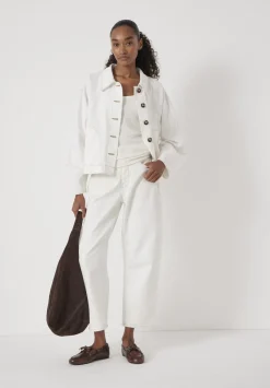 hush Jackets & Coats|Cotton Barrel Sleeve Swing Jacket White