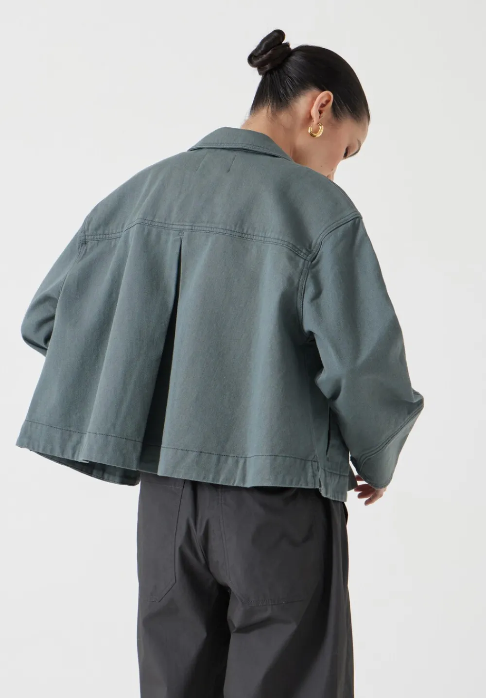 hush Jackets & Coats|Cotton Barrel Sleeve Swing Jacket Sage Green