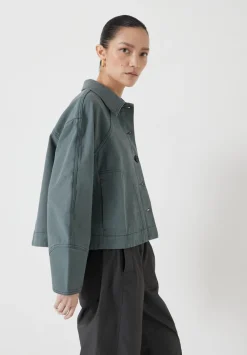 hush Jackets & Coats|Cotton Barrel Sleeve Swing Jacket Sage Green
