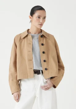 hush Jackets & Coats|Cotton Barrel Sleeve Swing Jacket Brown Dune