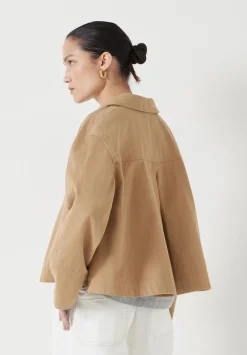 hush Jackets & Coats|Cotton Barrel Sleeve Swing Jacket Brown Dune
