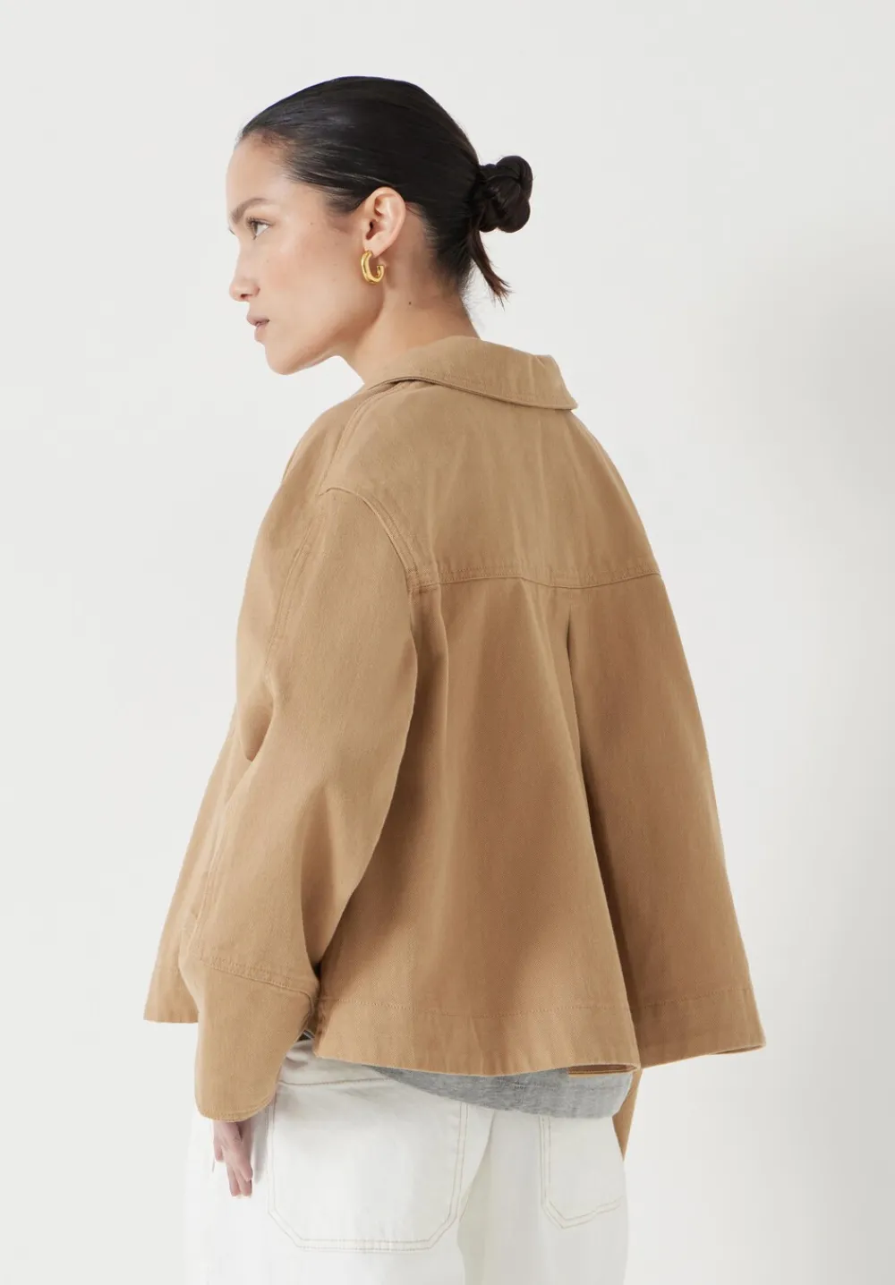 hush Jackets & Coats|Cotton Barrel Sleeve Swing Jacket Brown Dune