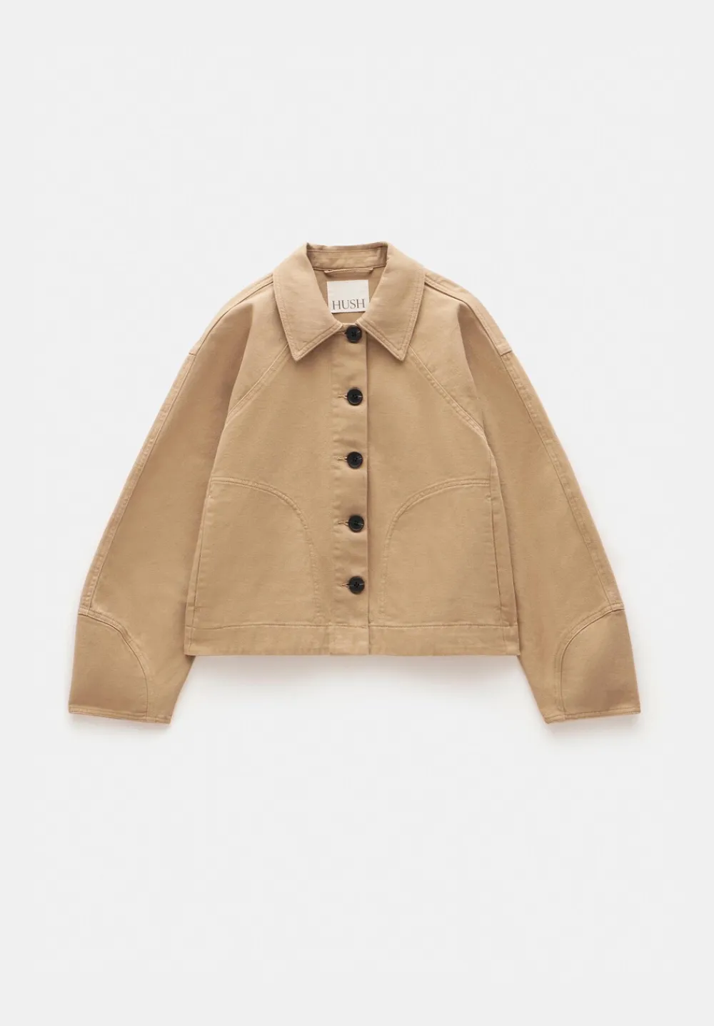 hush Jackets & Coats|Cotton Barrel Sleeve Swing Jacket Brown Dune