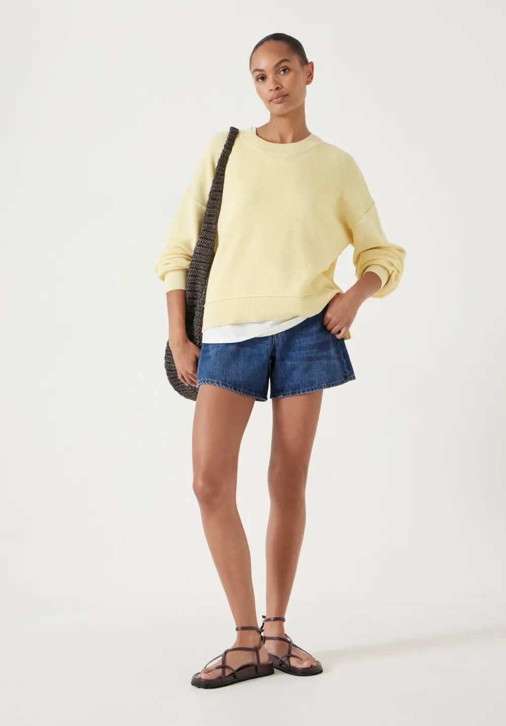 hush Jumpers & Cardigans|Cotton Boxy Rib Jumper Pale Banana