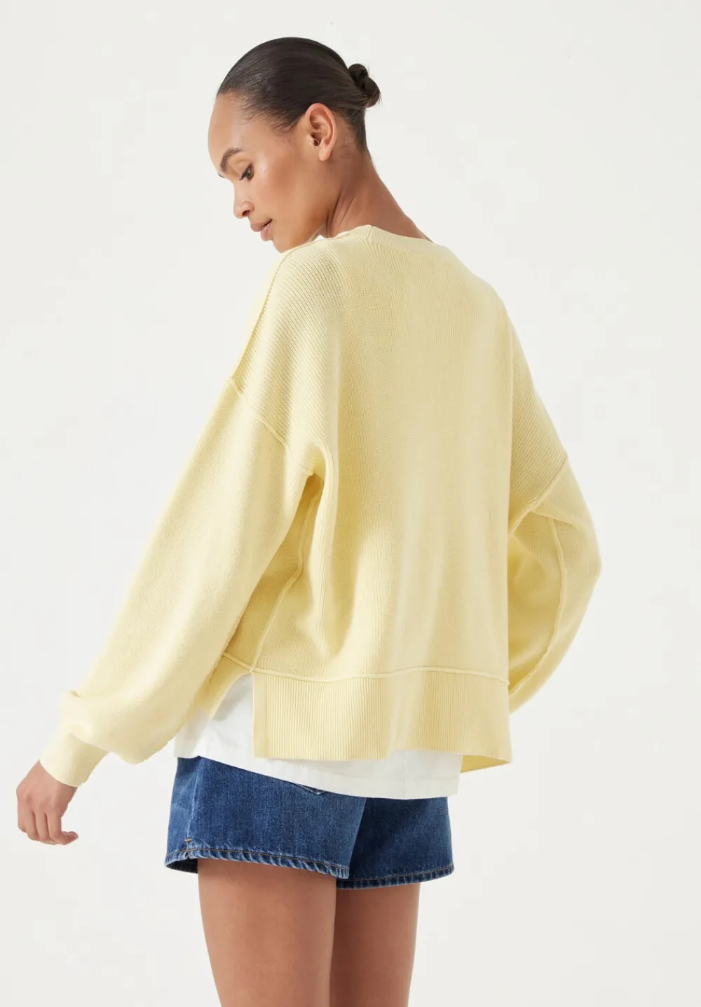 hush Jumpers & Cardigans|Cotton Boxy Rib Jumper Pale Banana