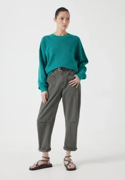 hush Jumpers & Cardigans|Cotton Boxy Rib Jumper Lagoon Green